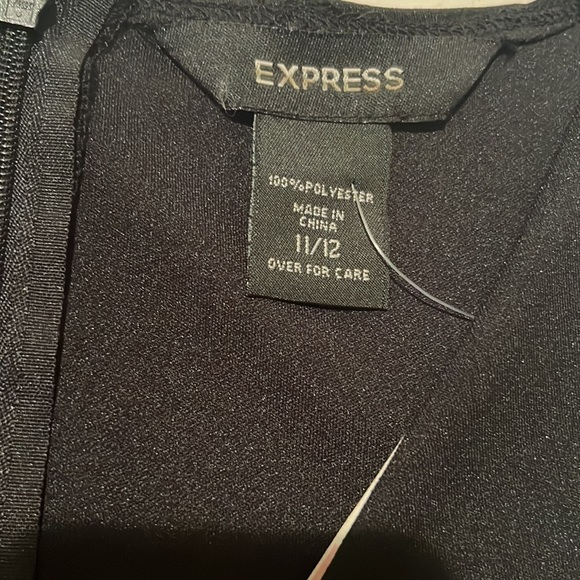 Express black sleeveless faux wrap dress shirred detail size large fits 10 - Picture 8 of 11